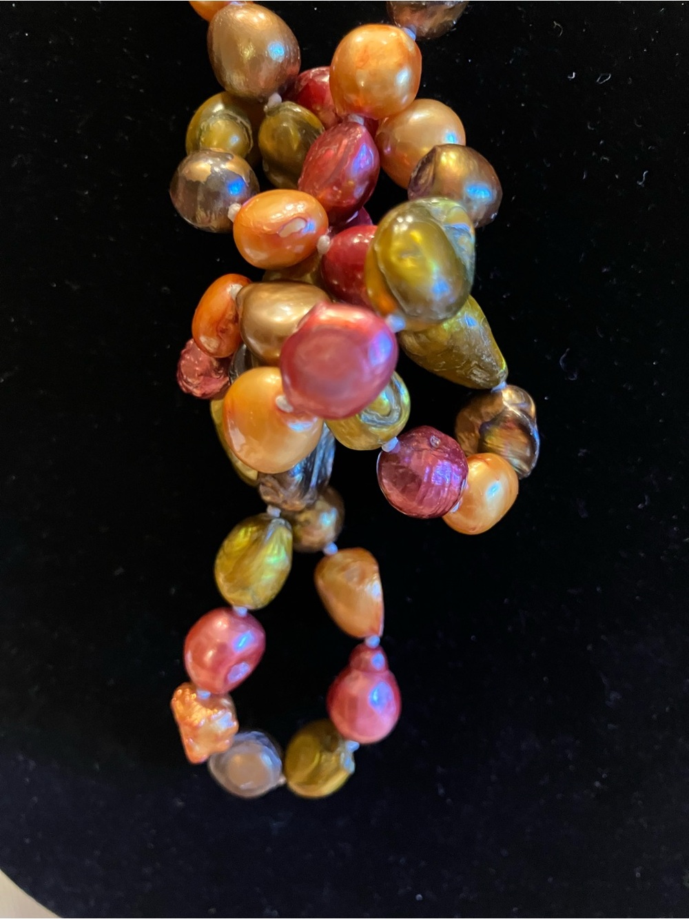 FRESH WATER PEARL NECKLACE IN MULTI-COLOR AUTUMN SHADES - Picture 11 of 13